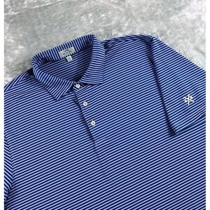 ⁠Sun Day Red Polo Shirt Men 2XL Blue Purple Striped Tiger Woods Golf Performance